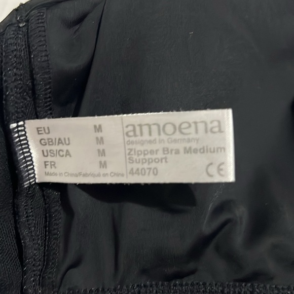 Amoena Gloria Zipper Support Sports Bra Women’s Medium Black 44070 - Picture 8 of 10